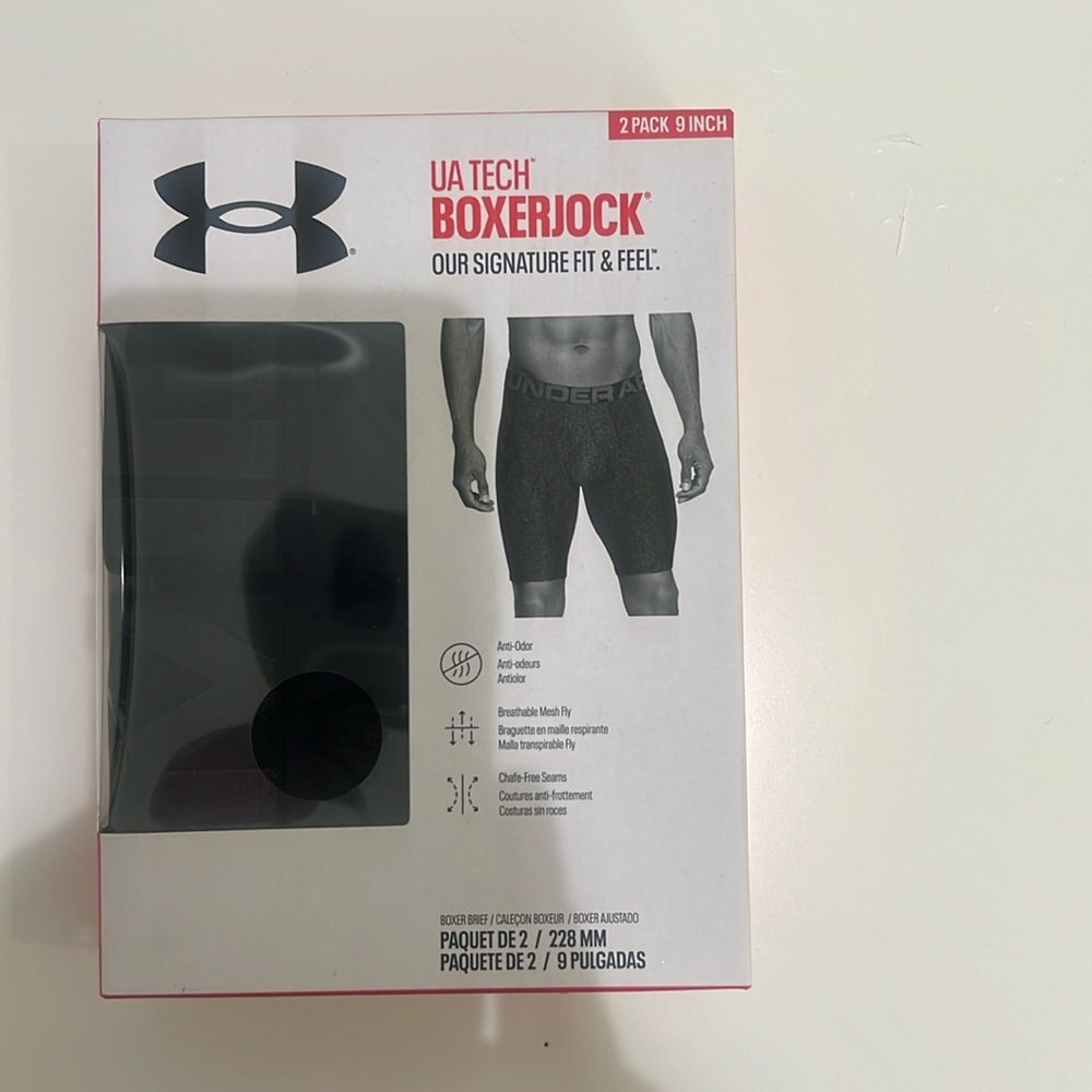 Men’s UA Under Armour Tech Boxerjock 2 Pack Boxer Brief 9 inch Size Small
